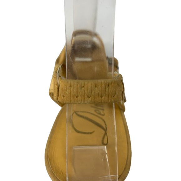 DELMAN Tan Leather Peep-Toe Platform‎ Heel Slingback Sandals - Picture 8 of 13